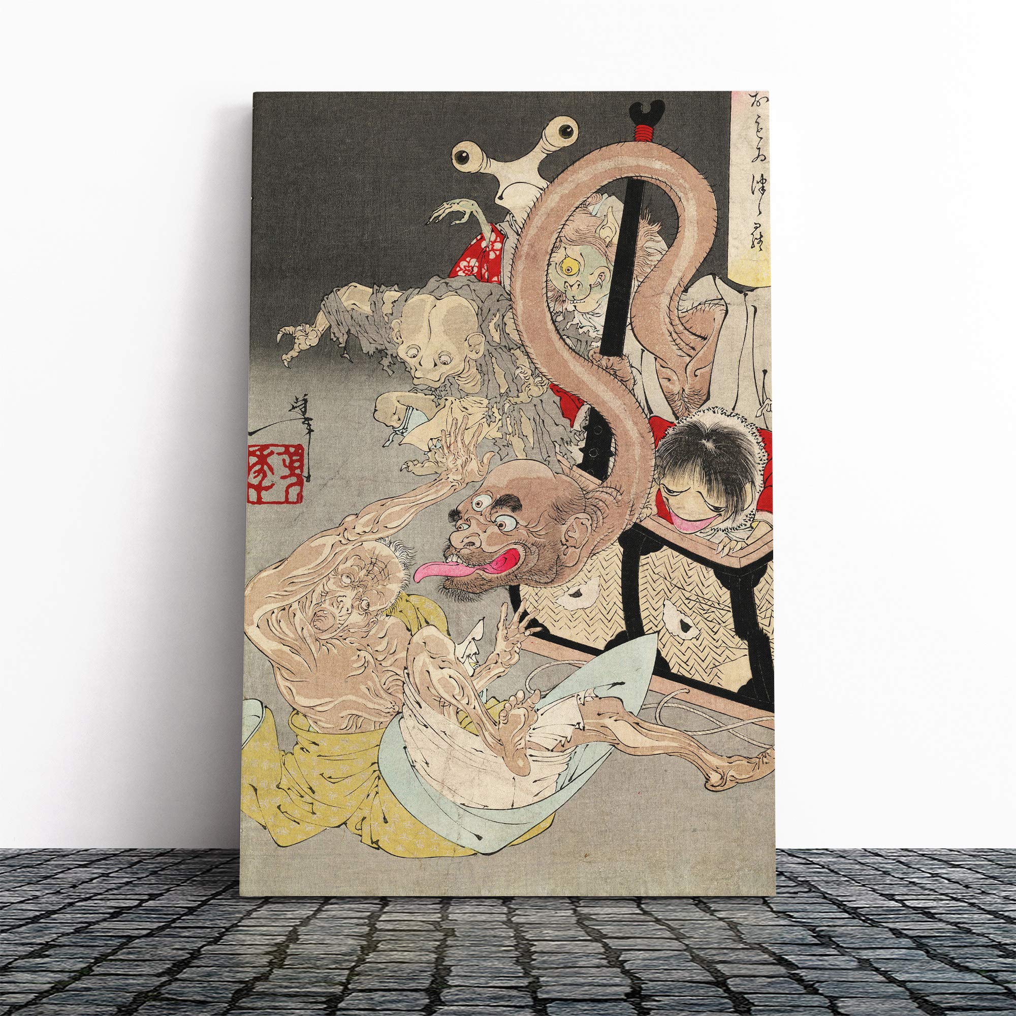 Wall Yoshitoshi Taiso Vintage Japanese Oriental Art (6) Canvas Print | Gallery Wrapped 30mm Frame Wall Art | 30x20 inches | Ready to Hang | Asian Picture | Living Room Bedroom Lounge Office