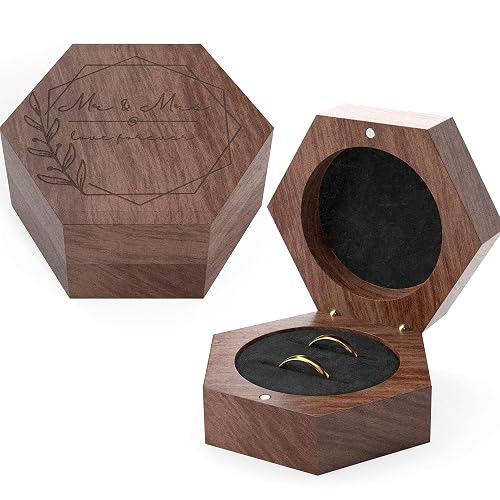 Rustic Wedding Ring Box for Wedding Ceremony Registry 2 Slots