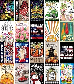 20 Pack Seasonal Garden Flags Set Double Sided 12x18 Inch Small Yard Fla...
