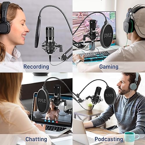 Miniatura 6 de Pyle Kit de micrófono de micrófono USB  Micrófono de condensador cardioide de audio con soporte de brazo y filtro Pop  para juegos PS4, transmisión,