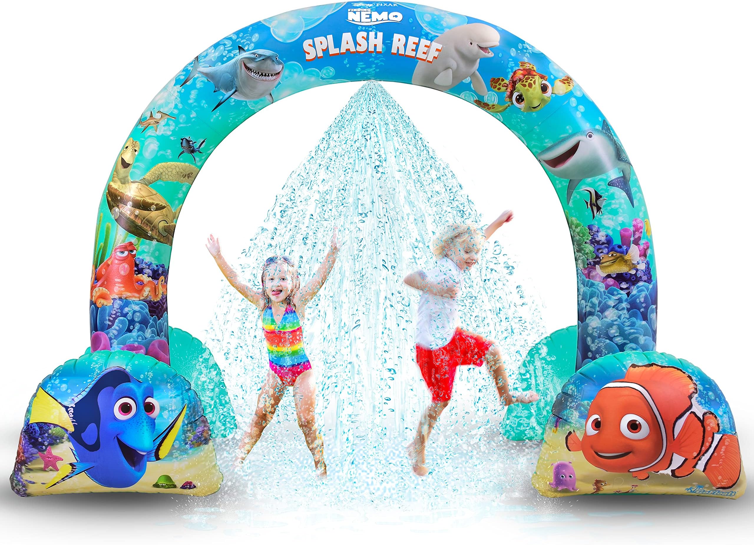 GoFloats Disney Inflatable Arch Sprinkler for Kids - Choose Between Cars, Frozen and Finding Nemo