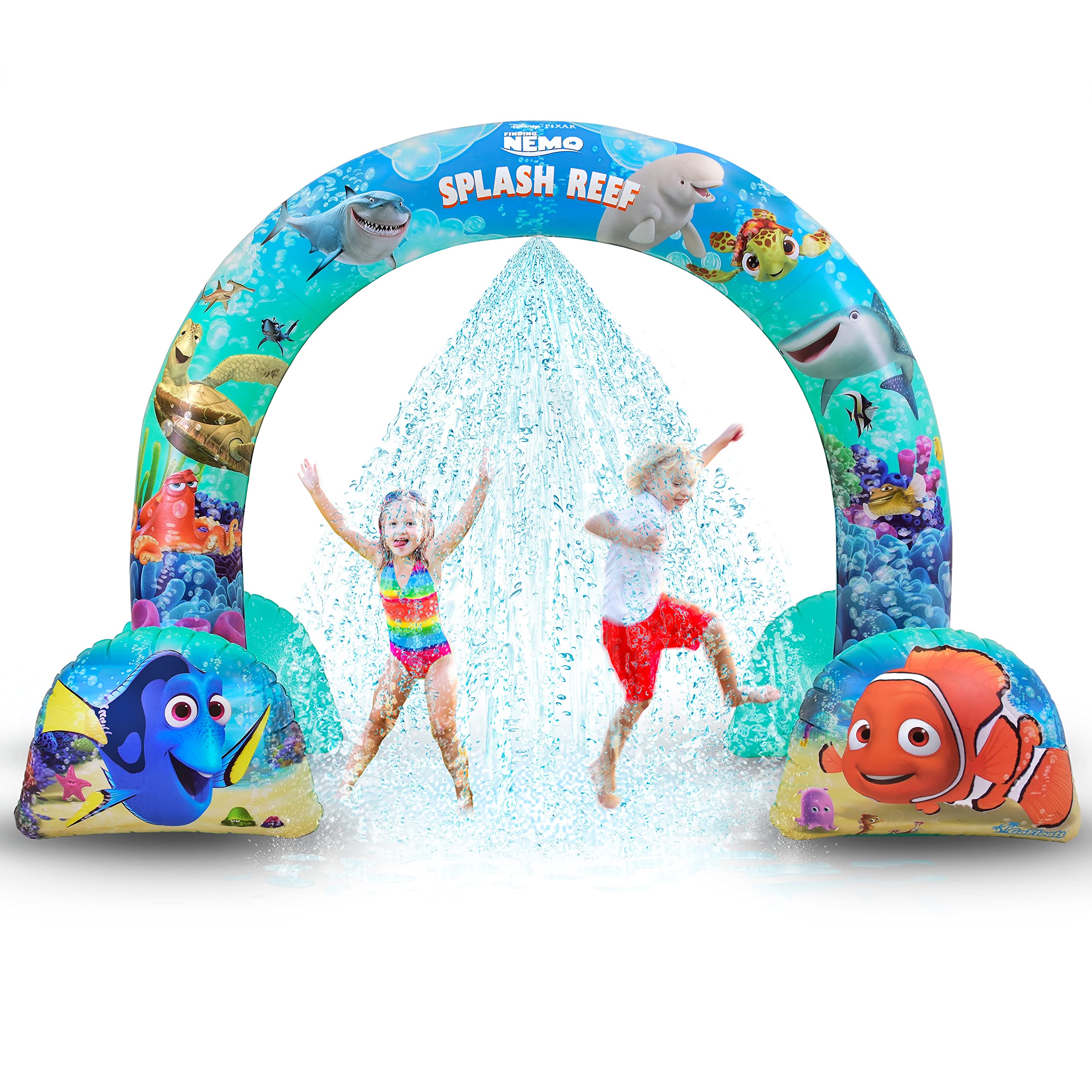 GoFloats Disney Inflatable Arch Sprinkler for Kids - Choose Between Cars, Frozen and Finding Nemo