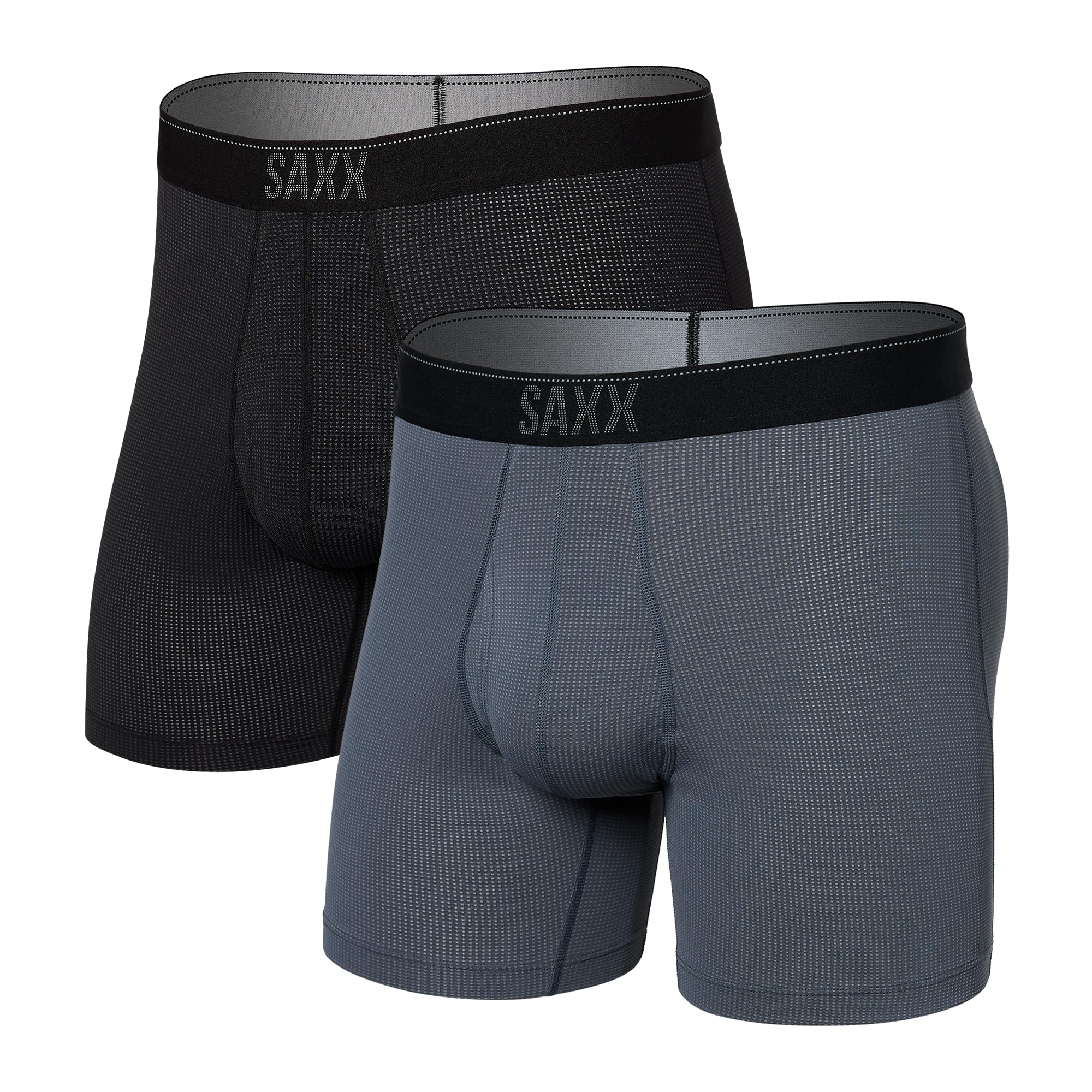 SAXX Underwear Co. Men's Underwear with Pouch Quest Quick Dry Mesh Boxer Brief Fly 2Pk, Turbulence/Black Ii, S