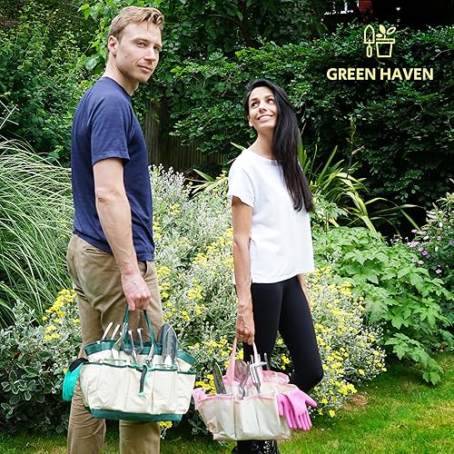 Miniatura 7 de Juego de herramientas de jardín resistentes de acero inoxidable de 11 piezas con bolsa de mano, herramientas de jardinería premium y herramientas