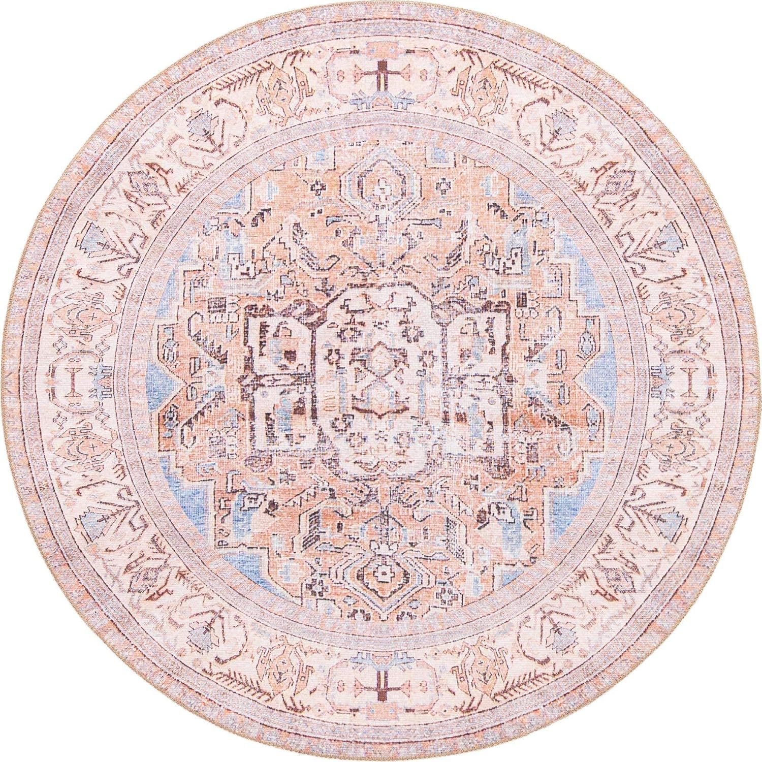 Unique Loom Revival Collection Traditional Medallion Border Light Blue/Beige Runner Rug (2' 6 x 12' 0)