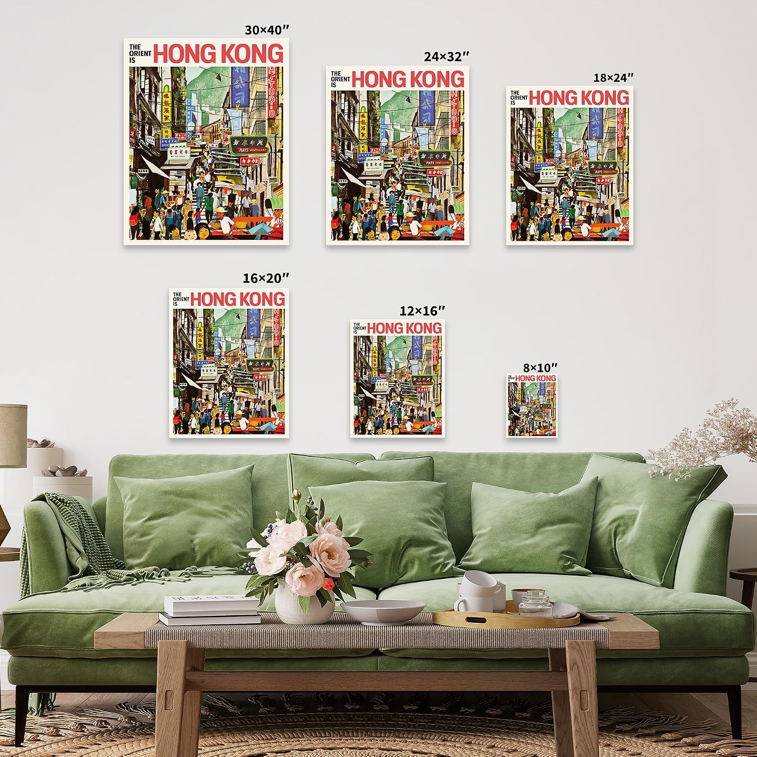 Poster Master Travel Canvas - Retro Hong Kong Print - Crowded Street Art - The Orient is Hong Kong Art - Gift for Him, Her & Travel Lover - Decor for Office or Dorm - 8x10 STRETCHED Canvas