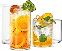 Vista 9 de LUXU Vasos para beber de 19 onzas, juego de 4 vasos altos delgados para agua, jugo, cerveza, bebidas y cócteles y bebidas mixtas
