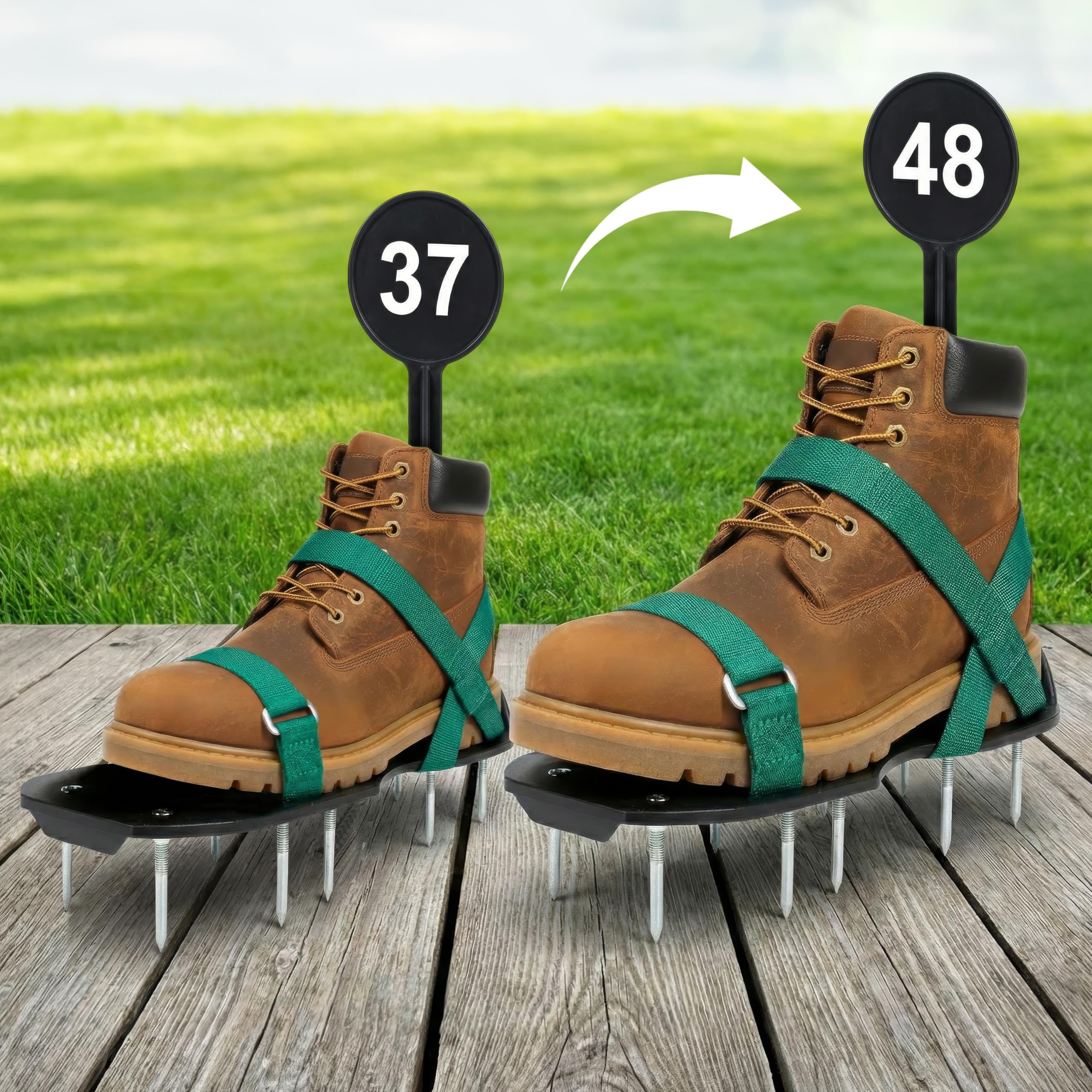 Sillar Chaussures à Clous avec Fermeture Réglable, Scarificateur Gazon 2 en 1 avec Pointes 55 mm et 40 mm, Durables pour Jardin, Sol, Pelouse, Chape et Revêtement, Pointures 37-48