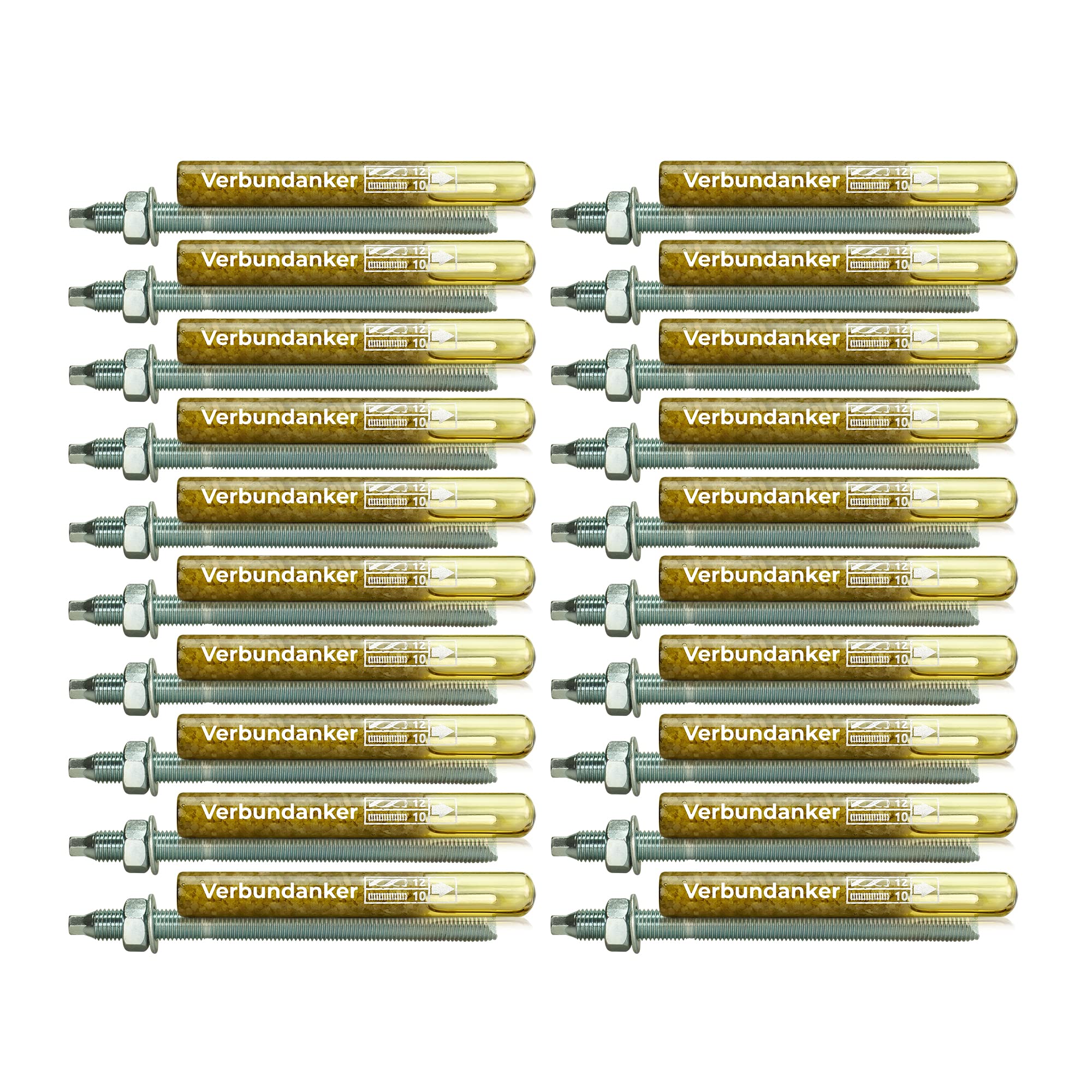 Isolbau Verbundanker Set - Verbundankerpatrone styrolfrei V10 + Ankerstange verzinkt M10 x 130 - ETA/ETAG Zulassung - 20 Stück