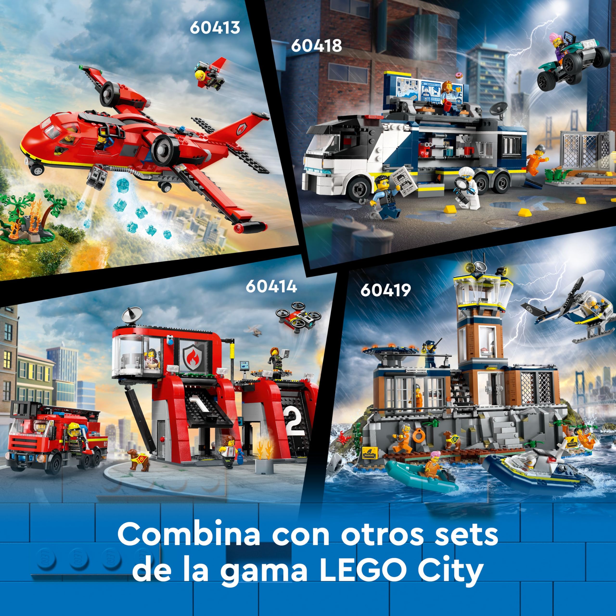 LEGO City Parque de Bomberos con Camión de Juguete, Regalo de Cumpleaños para Niños y Niñas de 6 Años o Más, Figura de Perro y 5 Minifiguras, Juego Imaginativo y de Acción 60414