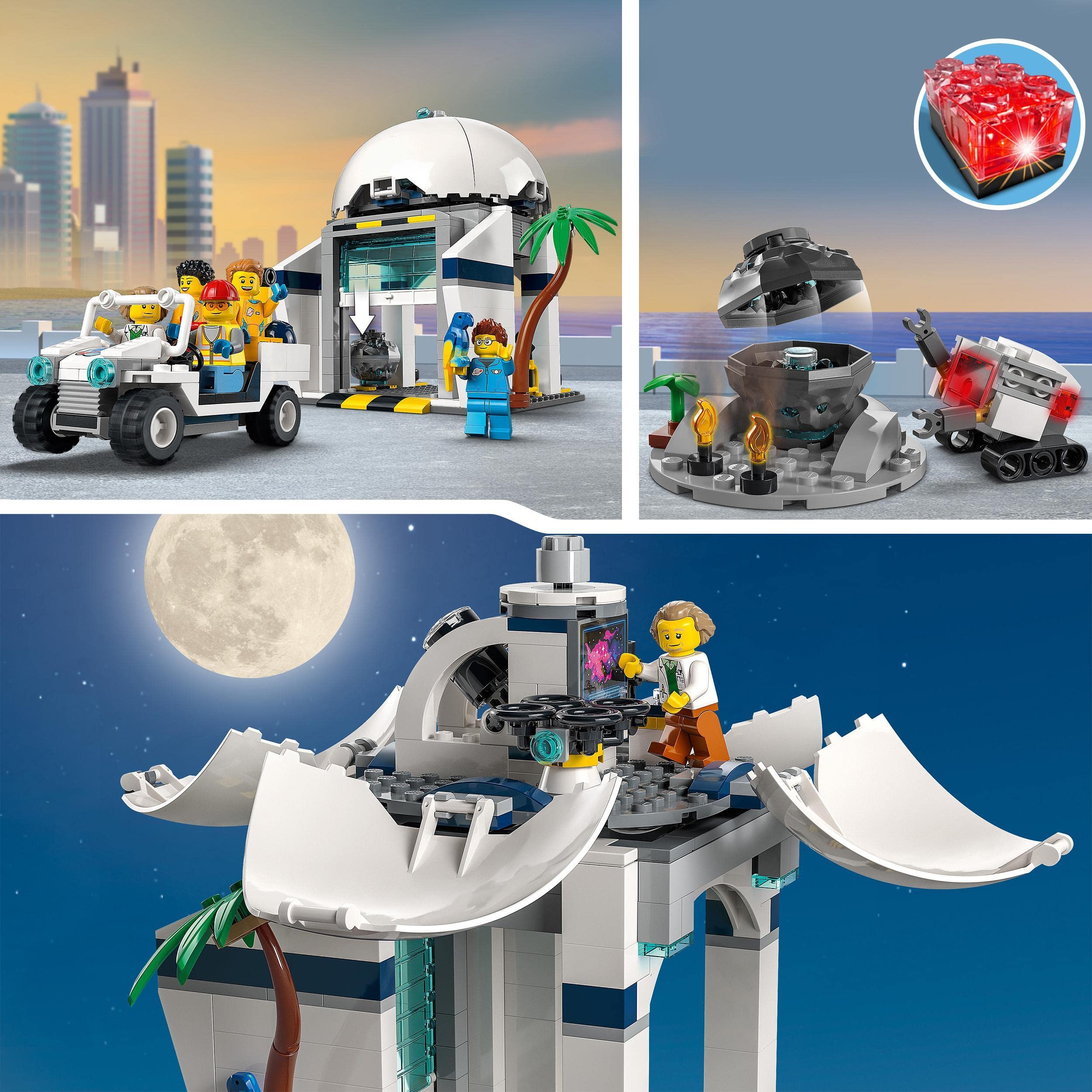 LEGO 60351 Start Rakiety z Kosmodromu, Kosmiczna Zabawka dla Dzieci, Zestaw Inspirowany NASA z Łazikiem, Obserwatorium i 7 Minifigurkami Astronautów