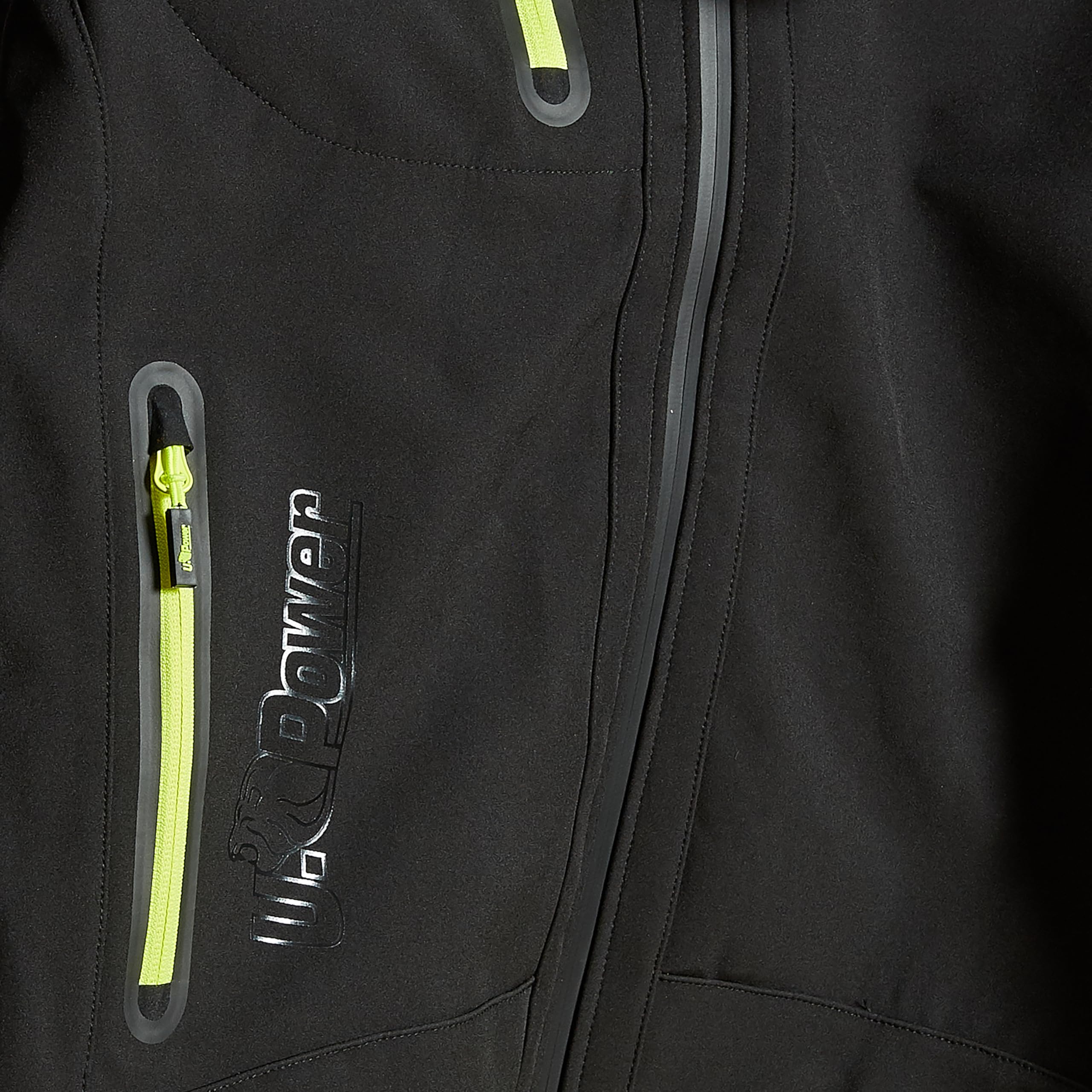 U-Power SPACE, Giacca Softshell, con Cappuccio Staccabile, Tasche Ampie, Full Zip, Antivento, Impermeabile, Tessuto Resistente, Confortevole (BLACK CARBON - M)