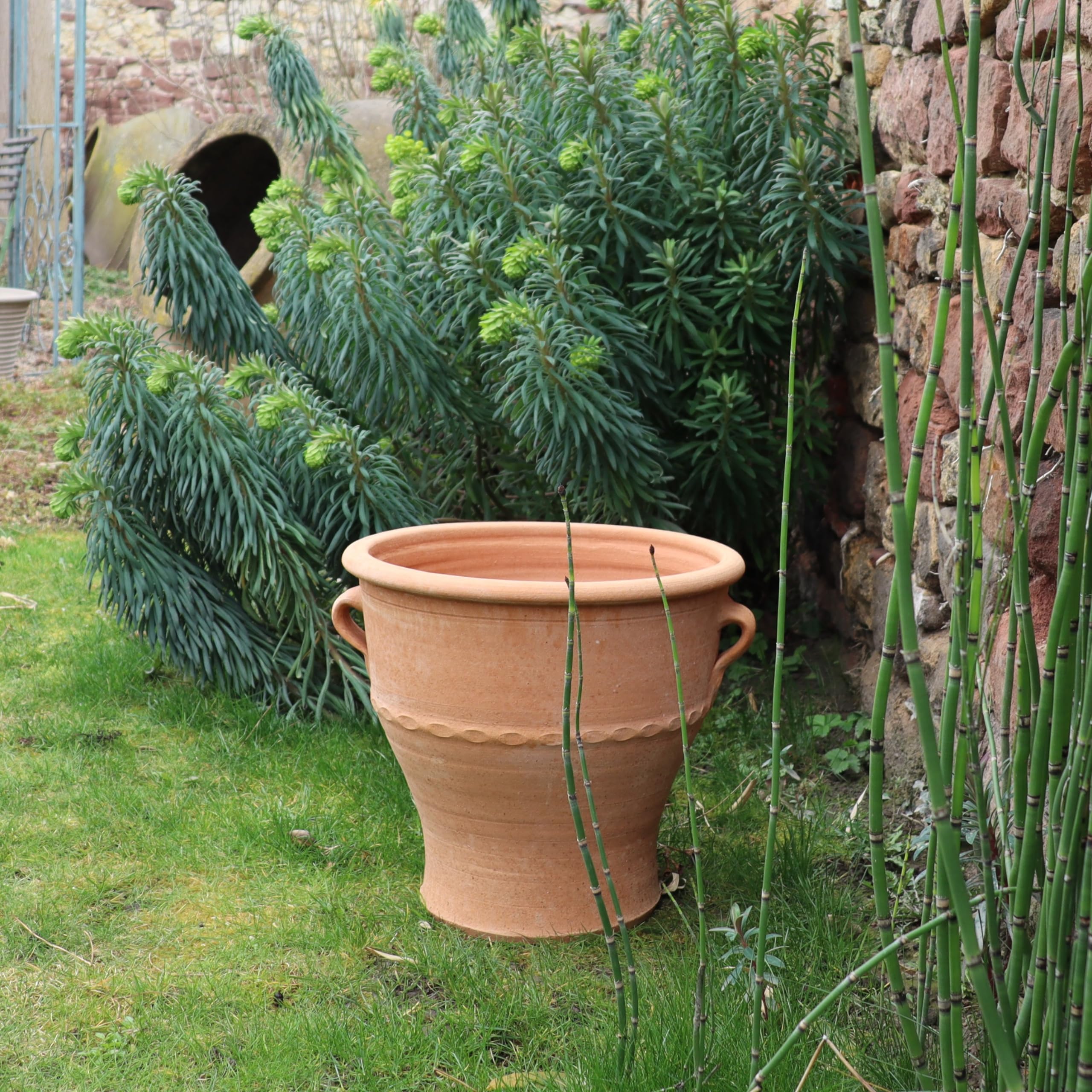 Palatina Werkstatt Vaso 100% fatto a mano, in terracotta rosa, 40 cm, dalla Grecia, atmosfera esclusiva e naturale per il vostro giardino e la casa