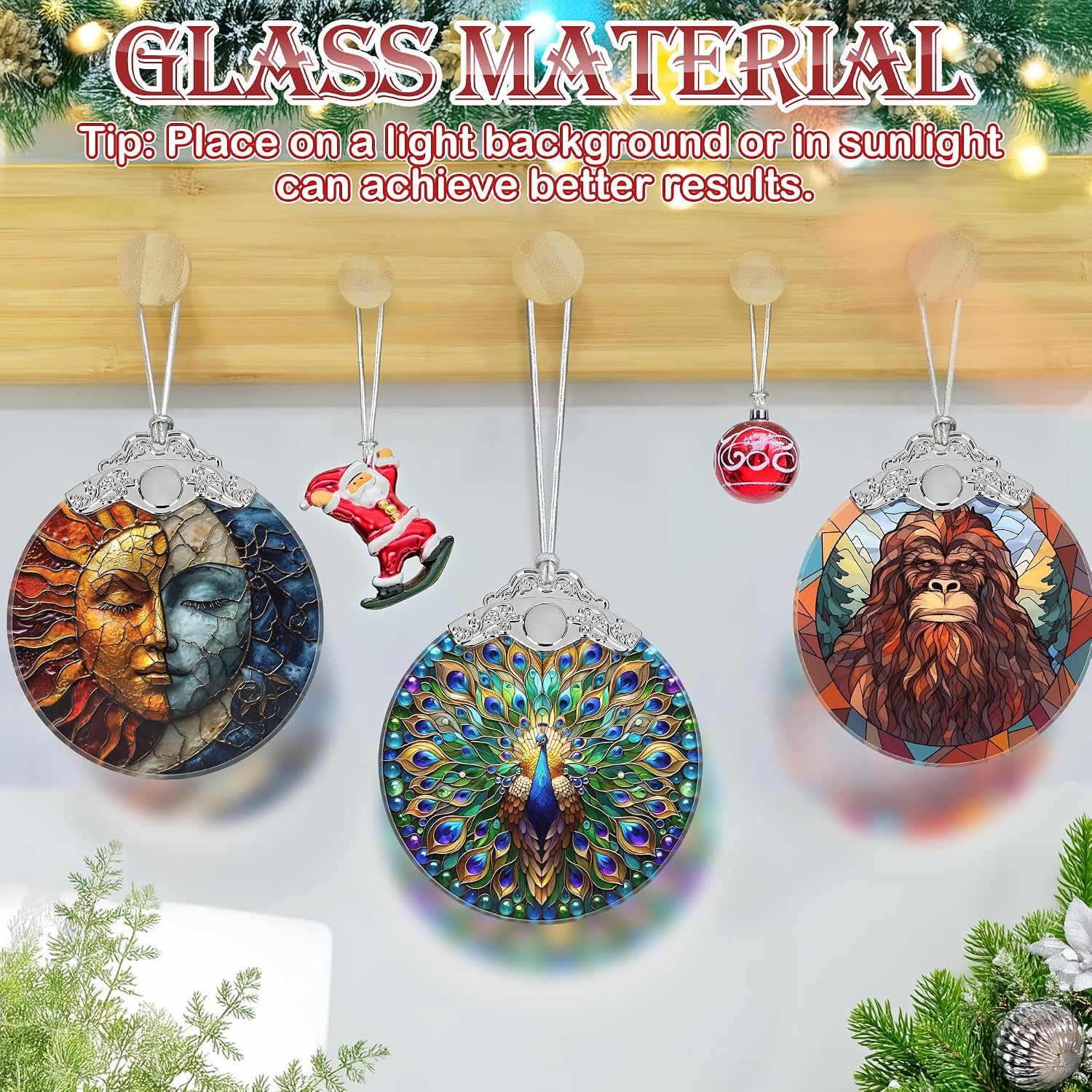 Christmas Ornament, 2026 Ornaments for Christmas Tree, Stained Glass Hanging Ornament, Holiday Ornaments, Unique Gift Idea - Peacock