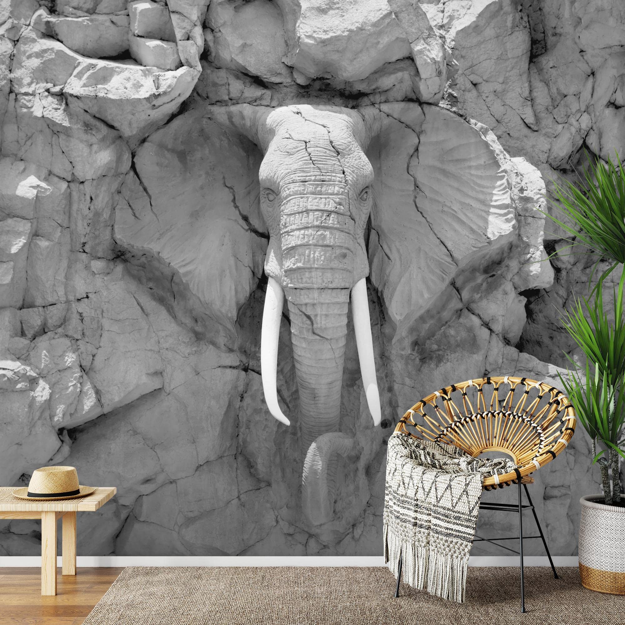 Runa Art Papier Peint Intissé 396 X 280 Cm éléphants En