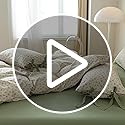 VM VOUGEMARKET Duvet Cover Set Twin 100% Cotton 3 Pcs Girls Green Floral Comforter Cover with Zipper Closure,Cottagecore Style Duvet Cover + 2 Pillowcases with Bowknot-68x86 Inch