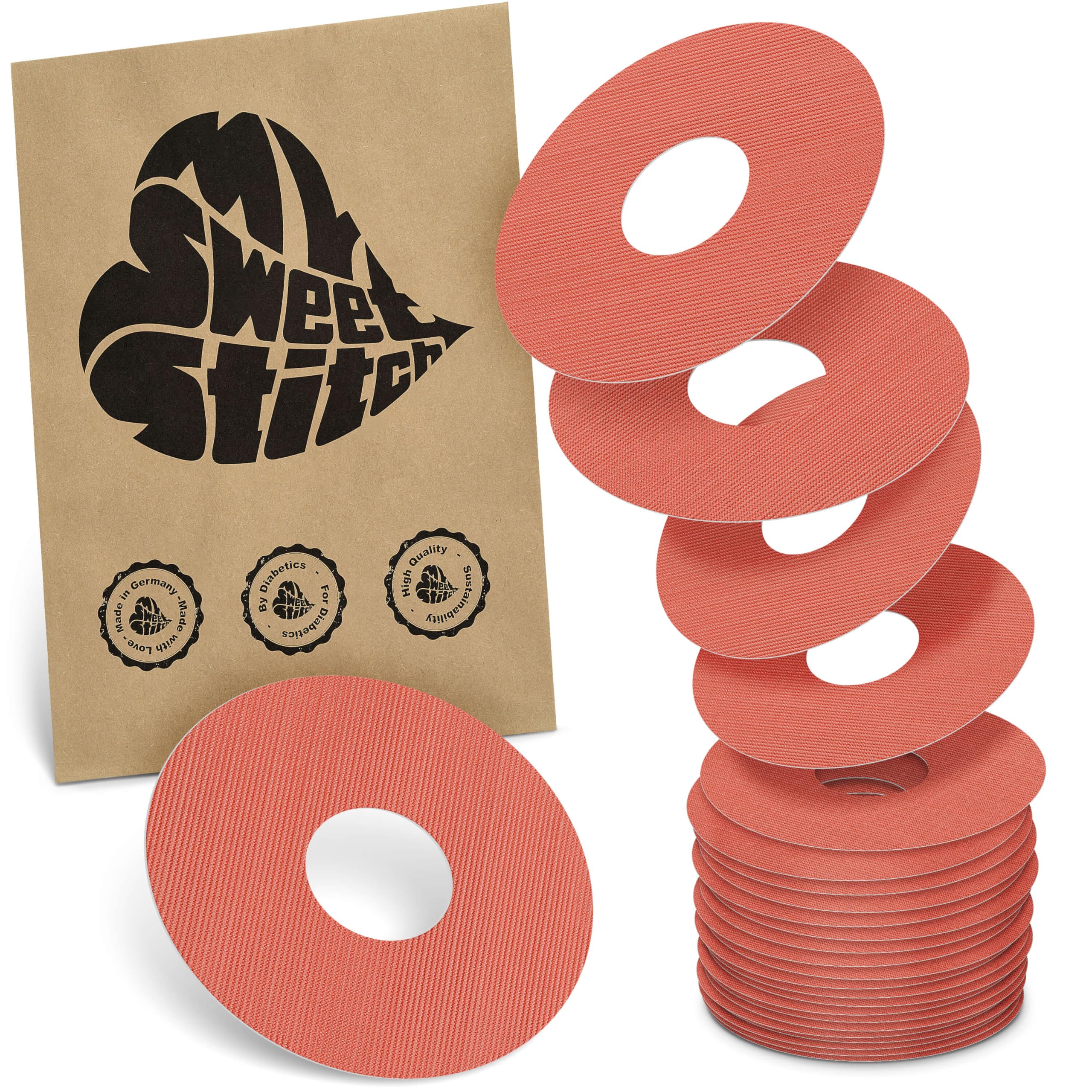 MySweetStitch, 25 x Freestyle Libre 3 Round Patches, Ring Patch diameter 60mm, Inner diameter 20mm, Waterproof, Breathable