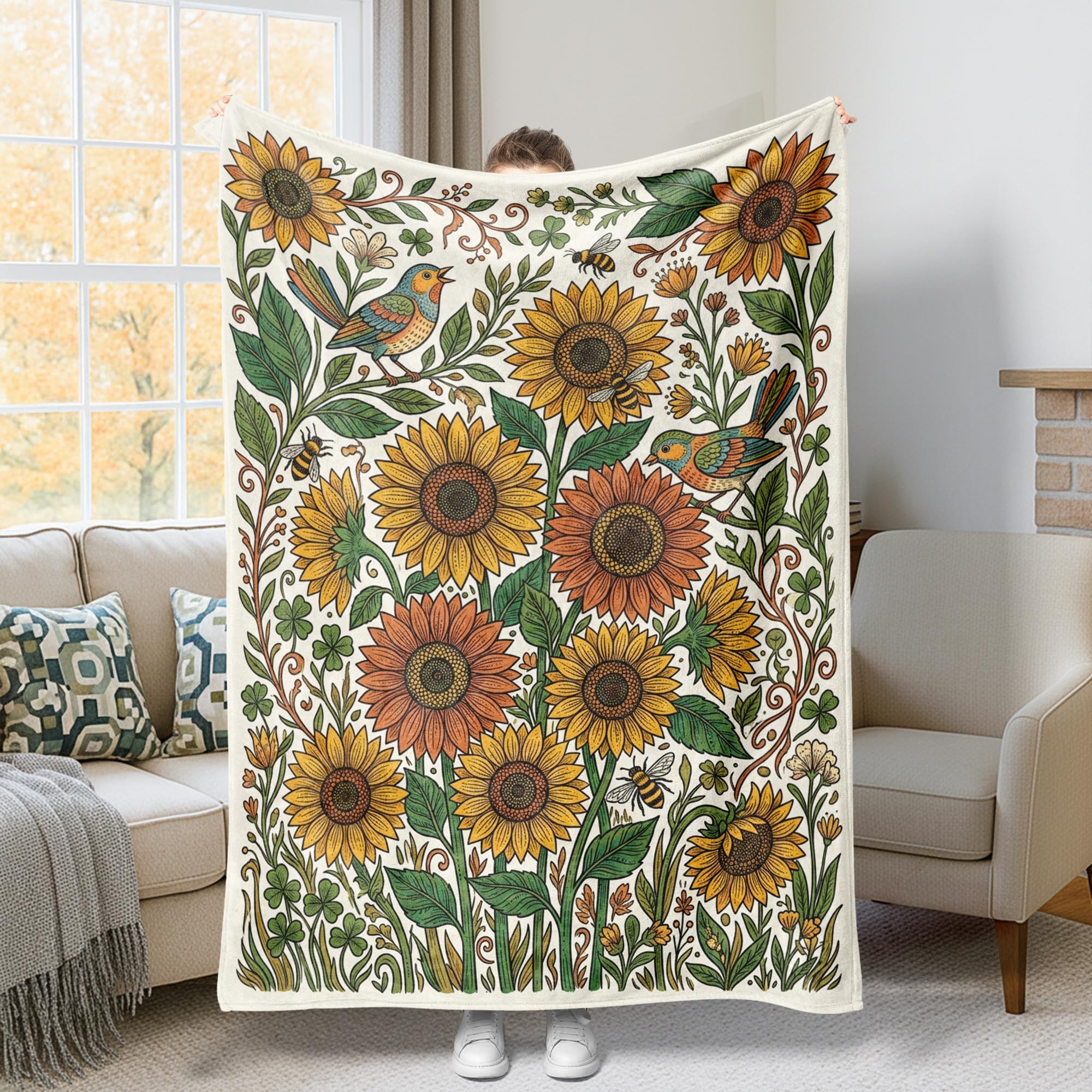 Couverture de tournesol en fourrure douce contre les frissons du soir