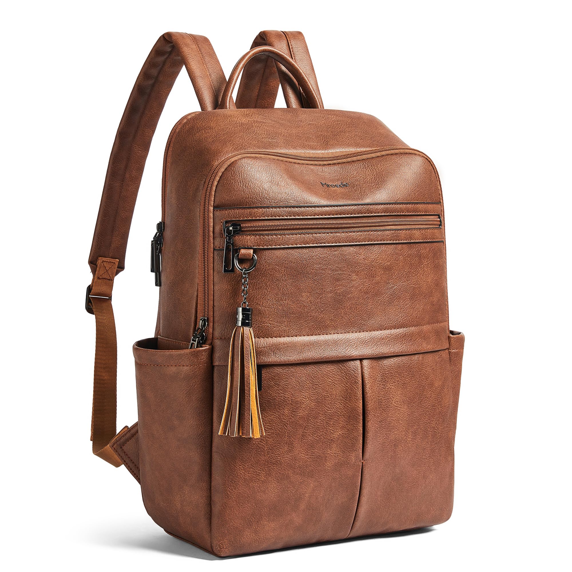 Mroede Leather Laptop Backpack for Women, 15.6" Causal Daypack Backpacks Purse Computer Backpack with Laptop Compartment for Travel Work College