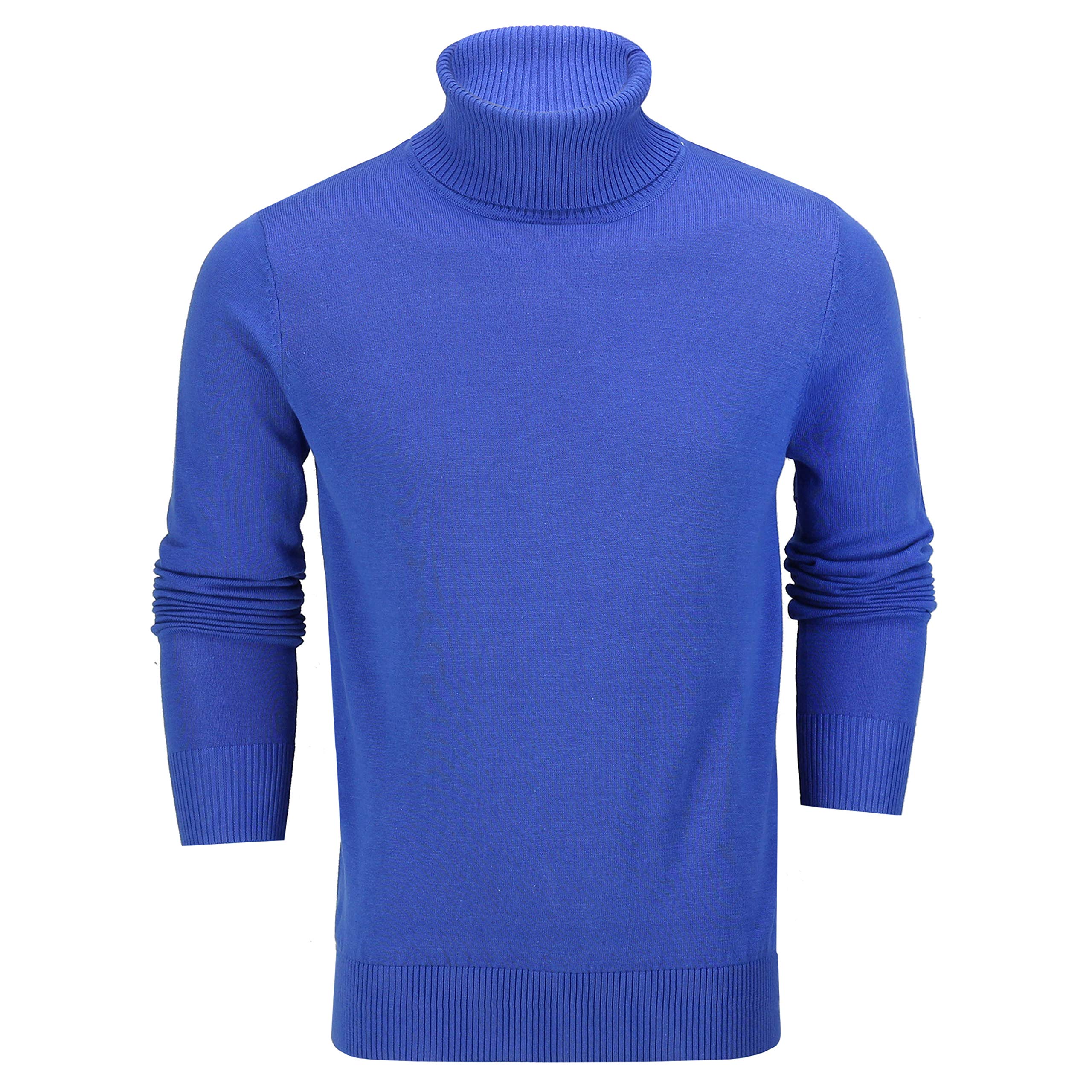 Xposed Mens Roll Neck Jumper Soft Cotton Fine Knitted High Turtle Polo Pullover Top[JUMPER-G1808,2XL,Royal Blue]
