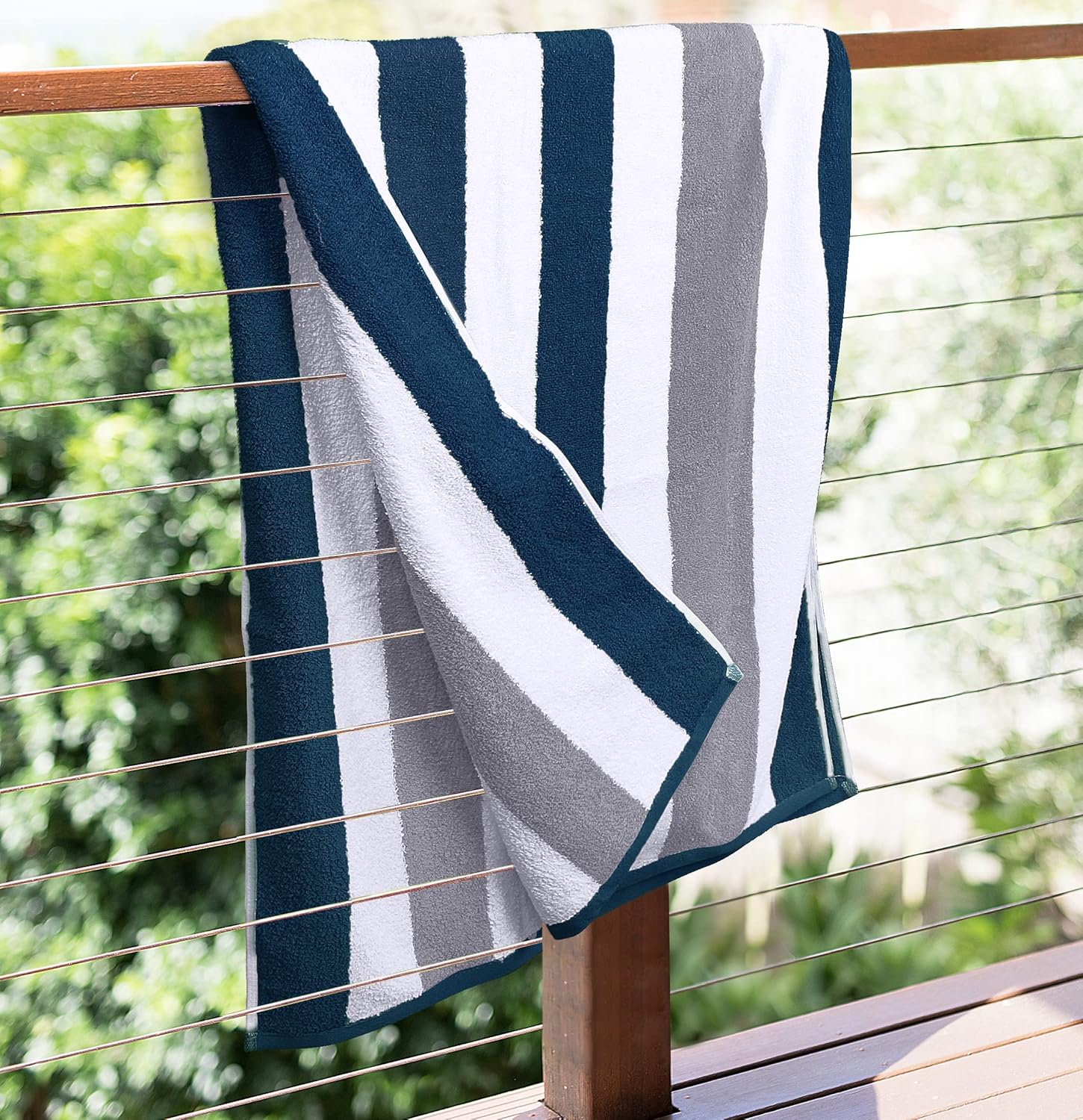 Utopia Towels, 35 by 70 Inches Beach Towel, 100% Ring-Spun Cotton Jumbo Bath Sheet, 600 GSM Highly Absorbent, Super Soft & Quick-Dry Towel, Navy, Grey