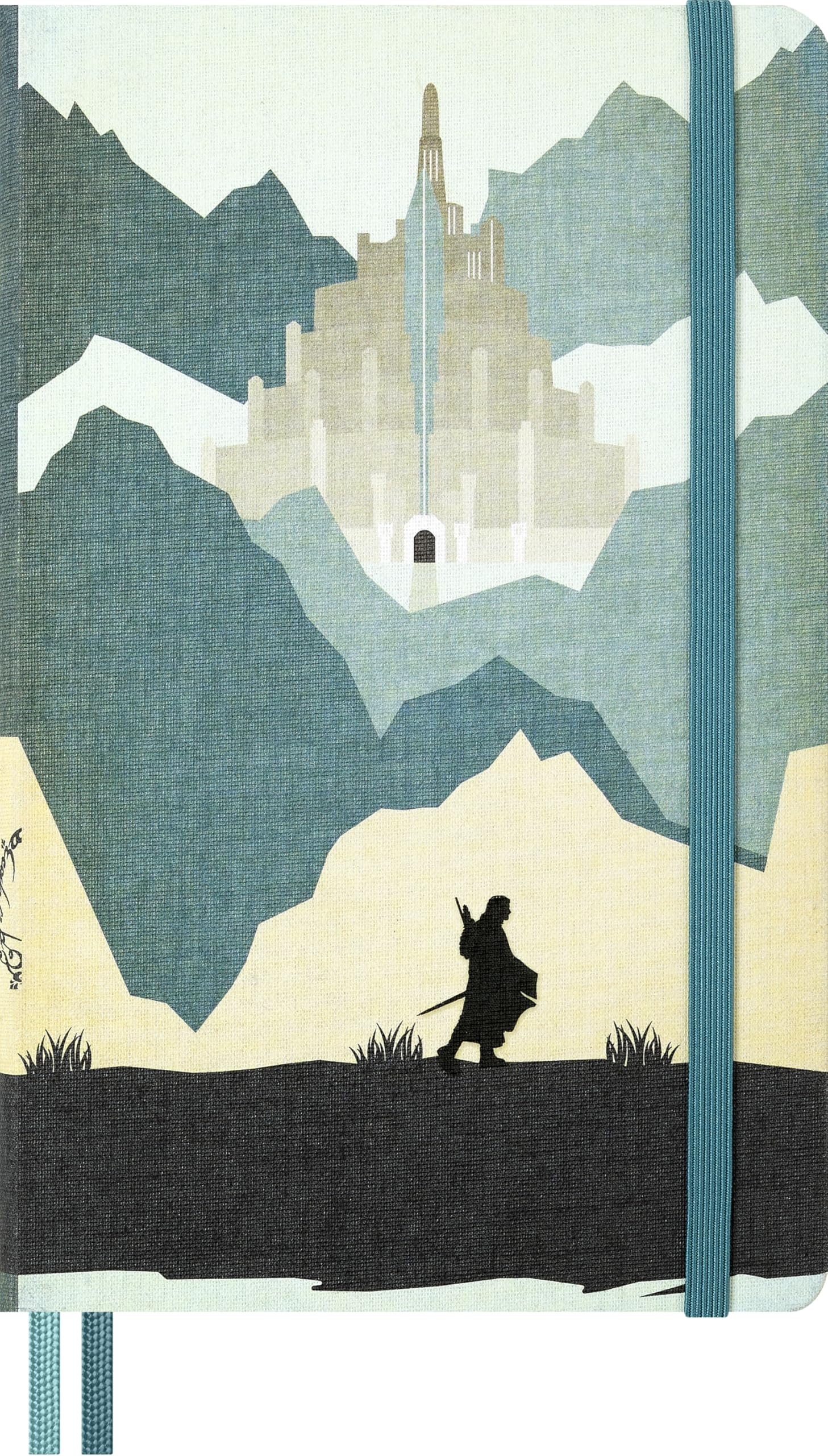 Moleskine The Lord of the Rings Lined Notebook, Hardback with Fabric Cover and Elastic Closure, with Two Bookmarks and Themed Stickers, Aragorn, Large Size 13 x 21 cm