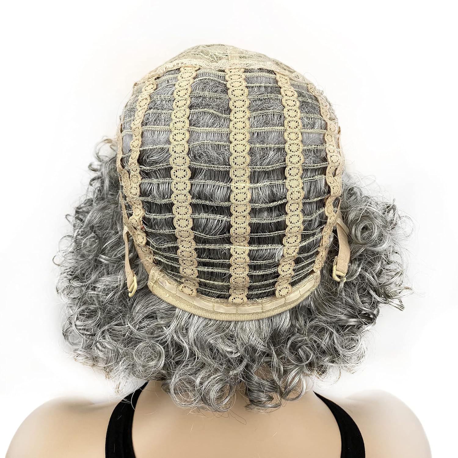 Onemliy Grey Wigs for Women Short Curly Asymmetrical Synthetic Fiber Ombre Silver Gray Wig for Halloween Cosplay Costume Party