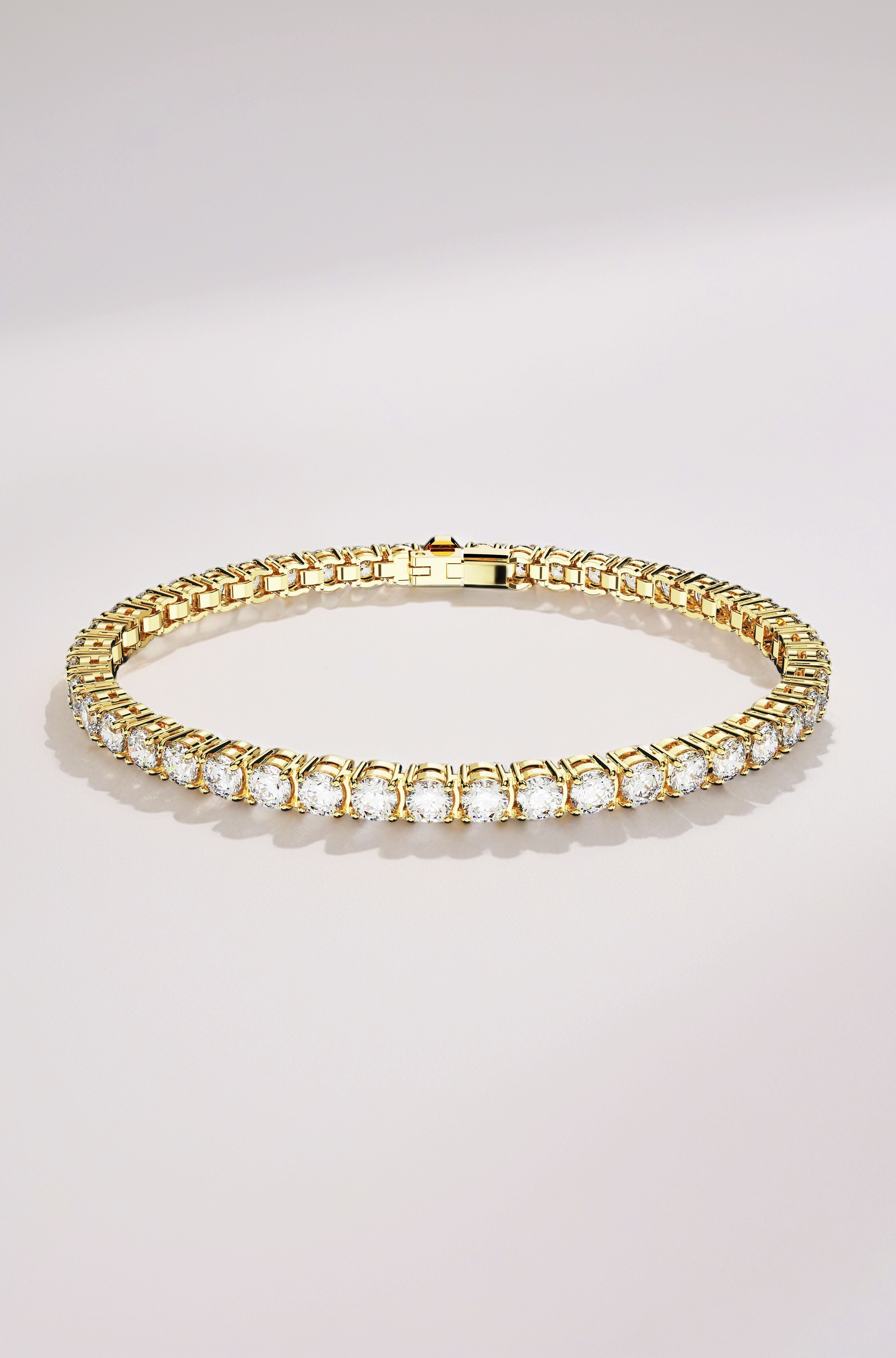 Matrix Tennis bracelet, Round cut, White, Gold-tone plated