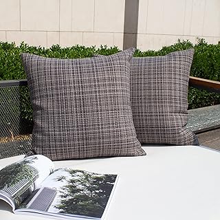 K KEVIN TEXTILE-Kevin Textile Pack of 2 Decorative Outdoor Waterproof Pillow Covers Square Garden Cushion Sham Throw Pillowcase Shell for Patio Tent Couch 24X24 Inch Grey