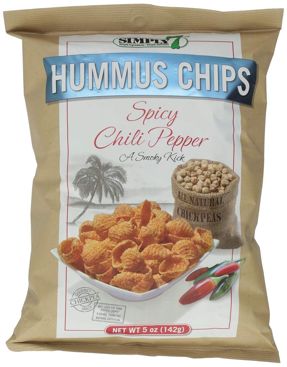 Simply 7 Export Hummus Chips, Spicy Chili Pepper, 142g Amazon.in