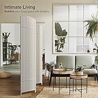 Vista 2 de Sorbus Divisor de habitación de 4 paneles de 6 pies de alto, pantalla de privacidad, paneles dobles extra anchos con bisagras, diseño de malla Beige