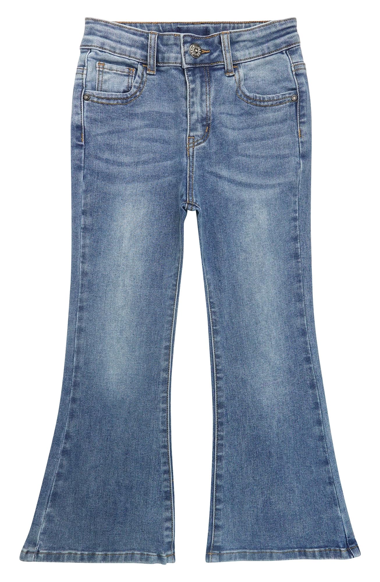 KIDSCOOL SPACE Pantaloni a Zampa per Ragazze 18M-14T Ampia Fascia d'età Jeans Attillati Elasticizzati con Cintura Elastica