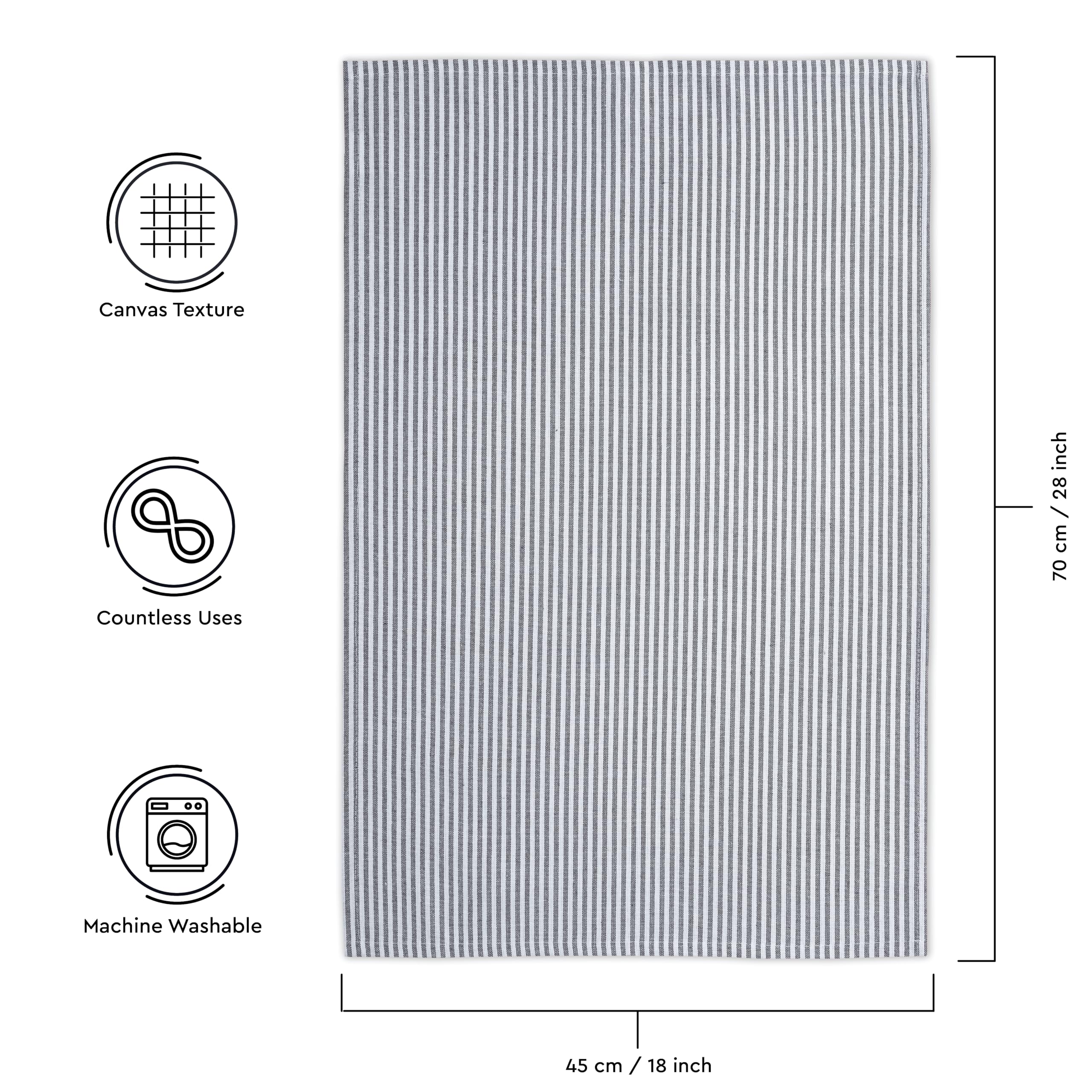 Encasa XO Kitchen Cloth for Cooking, Ticking Navy Blue, 70x45 cm (Set of 4) - Image 4