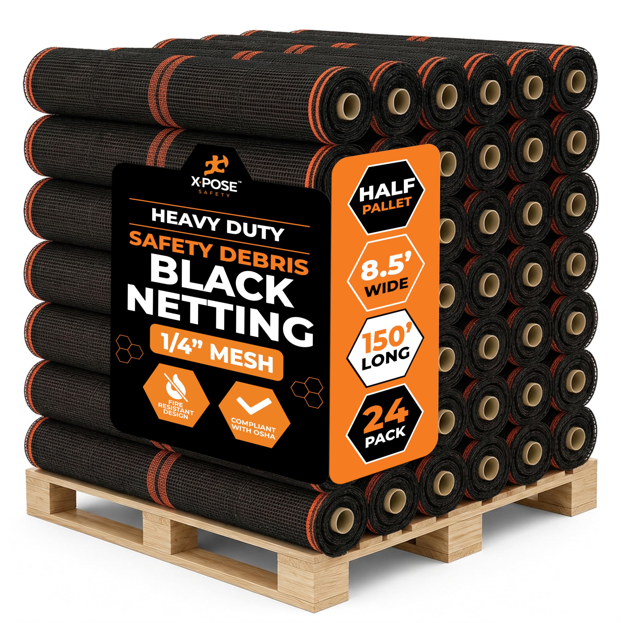 Xpose Safety Construction Safety Netting – 8.5' x 150', 1/4" Mesh Scaffold