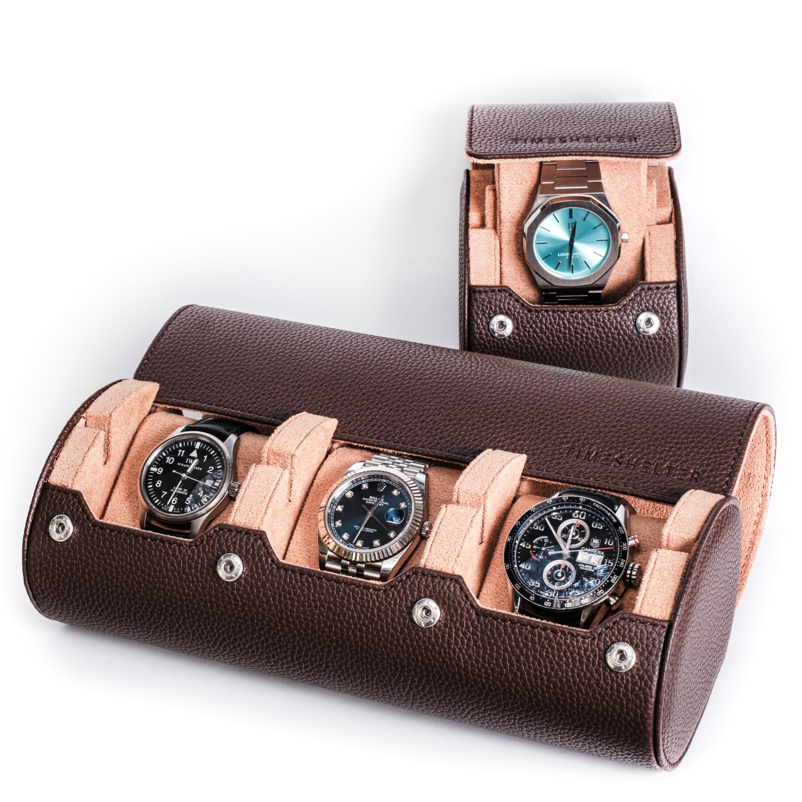 Étui montre Cuir de voyage et de rangement pour 1 montre Marron - Rangement bijoux - Boite montre/boite a bijoux pour montre - coffret cadeau homme