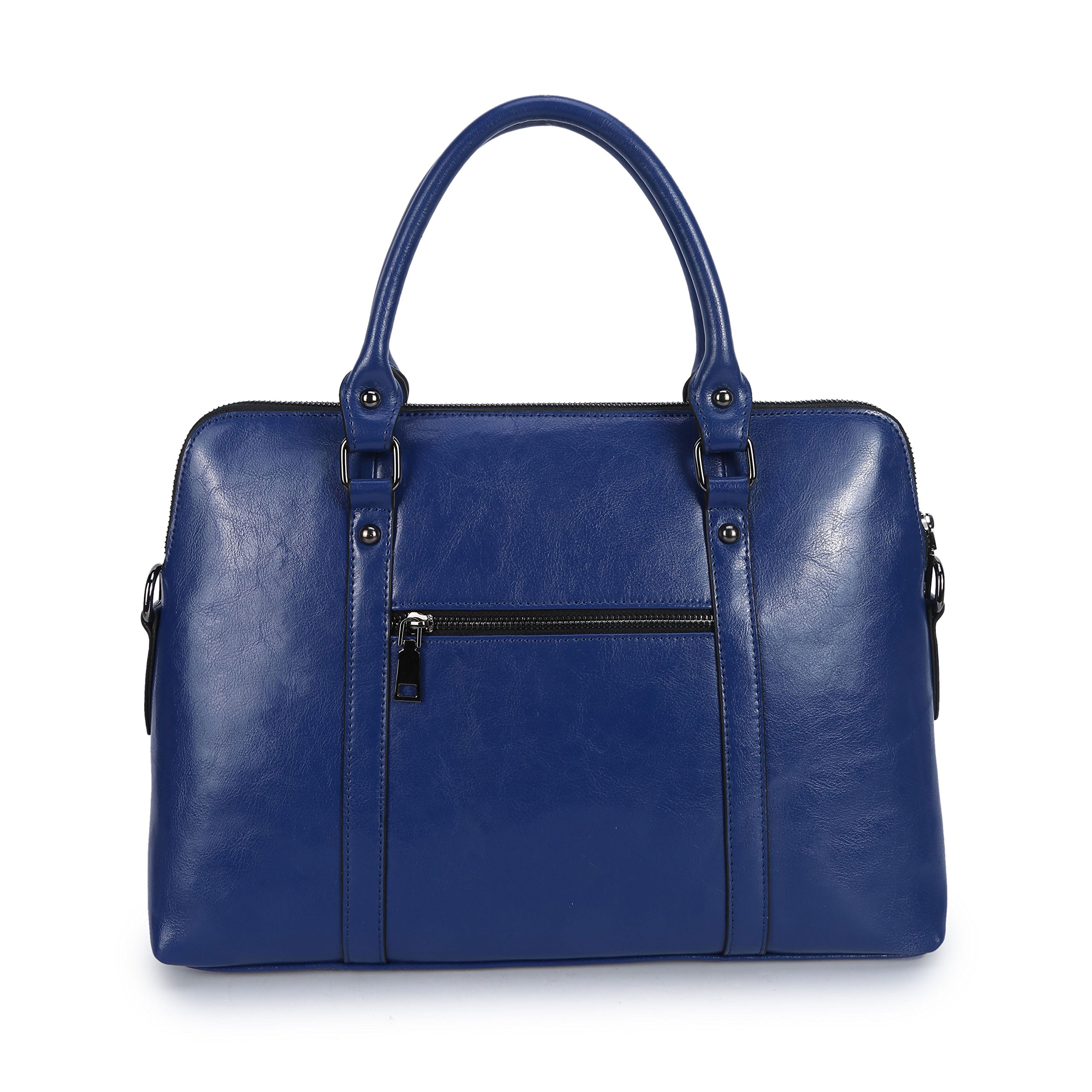Cuero Negocios Mujeres Maletín Ordenador Portátil Bolsas Messenger Shouder Correa (Azul)