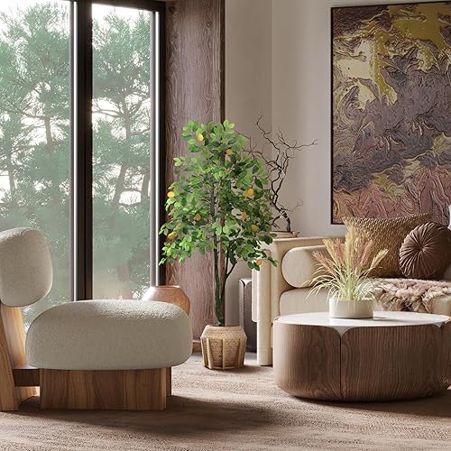 Miniatura 6 de Limonero artificial de 5 pies  11 limones falsos, árbol de limón sintético preplantado para decoración del hogar