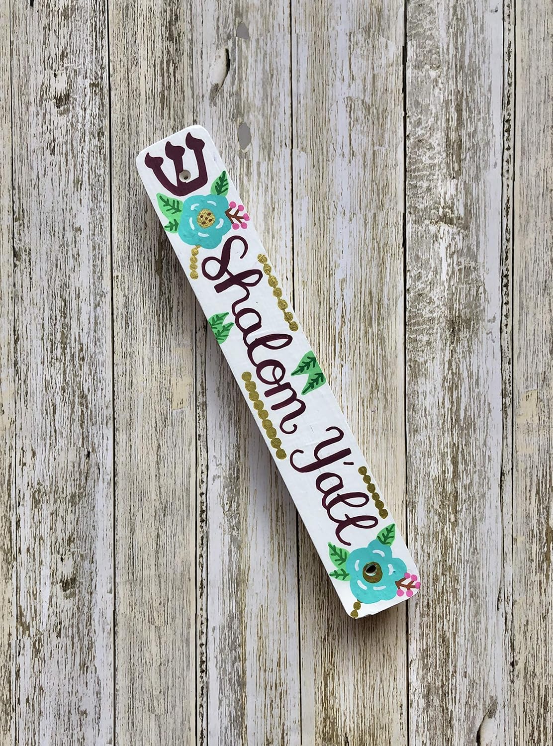 Shalom Y'all, Mezuzah, Wood Scroll Case, Handmade Jewish Housewarming Gift