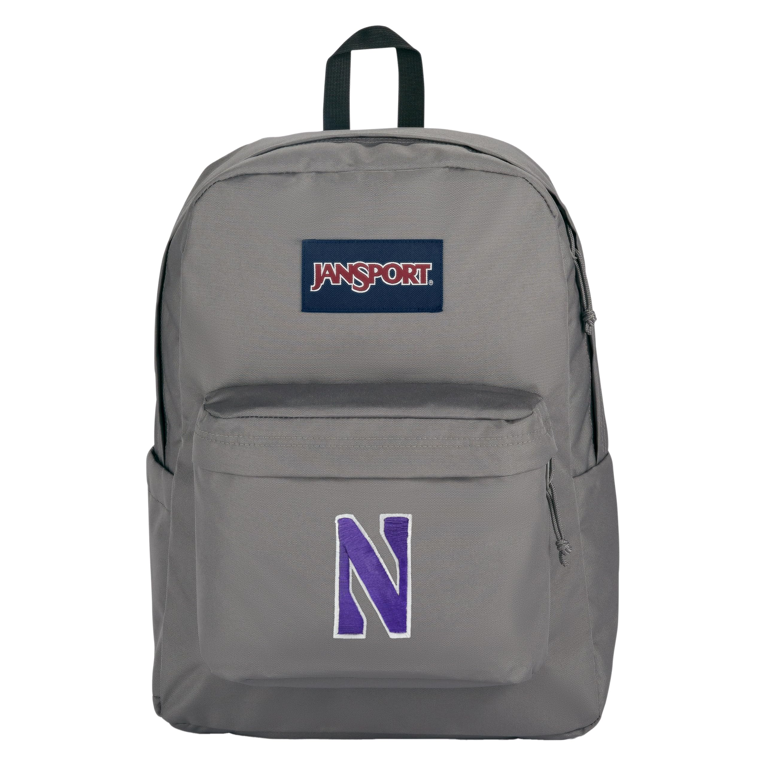 JanSport NCAA Officially Licensed Backpack, Northwestern, Superbreak Plus with Padded 15'' Laptop Sleeve, Spacious Computer Bag for Men &amp; Women, Durable Daypack with Bottle Pocket, Graphite Grey