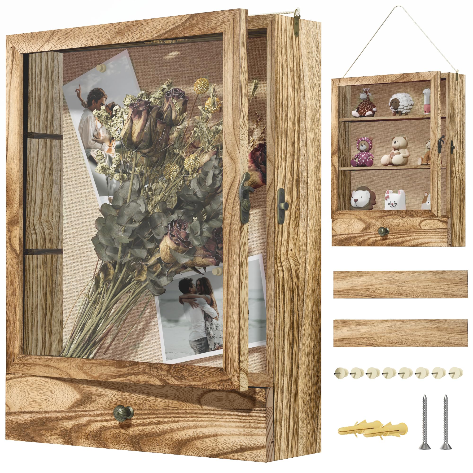 Picrit 16x20 Solid Wood Shadow Box in carbonized brown