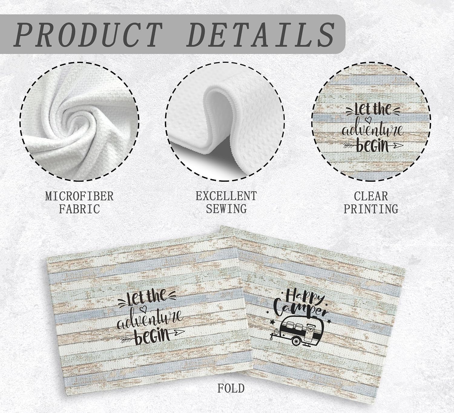 Camper Camping Kitchen Towels and Dishcloths Sets of 2,Campsite Cabin RV Absorbent Drying Cloth Hand Towels Tea Towels for Bathroom Kitchen,Gifts for Campers Camping Lovers,16×24 inches - Image 7