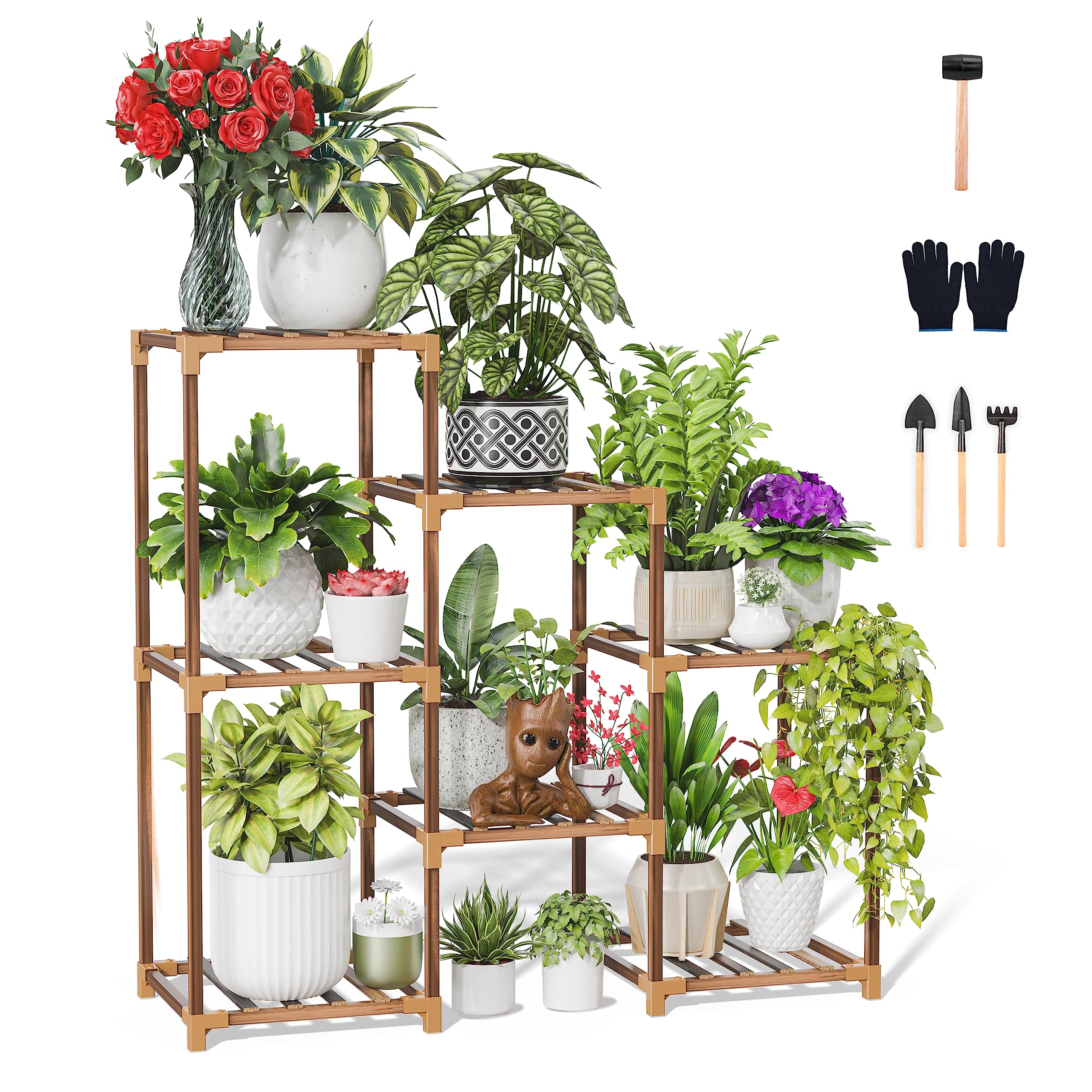 EIGEN Wooden Plant Stand For Balcony - Plant Stands For Indoor Living Room, Flower Pot Stand For Indoor Plants, Gamla Stand For Pots For Plants, Planter Stand For Balcony Decor (7 tier) (B0C6J6QMMQ) Amazon Price History, Amazon Price Tracker