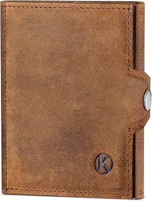 KORUTA® Slim Wallet mit Münzfach & RFID Schutz – Kartenetui – Mini Geldbörse für Herren & Damen – Kreditkartenetui Geldbeutel klein Portmonee Portemonnaie (Braun)