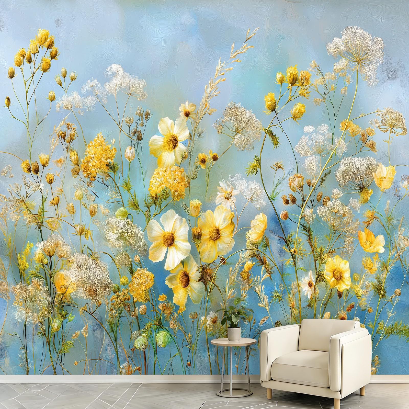 WTD - Papel pintado fotográfico (fieltro, 300 x 210 cm), diseño de margaritas