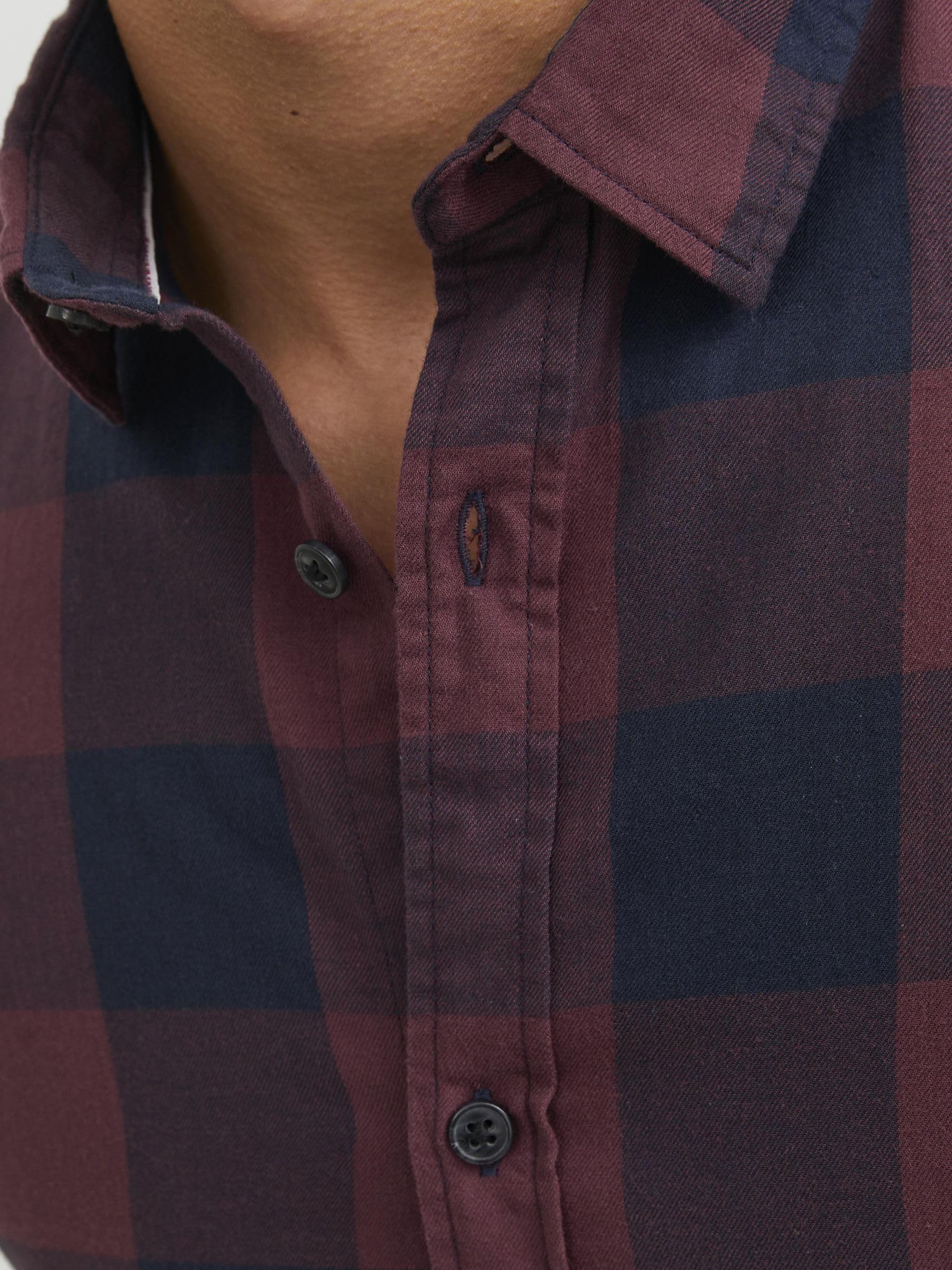 JACK & JONES Jjegingham Twill Shirt L/S Noos Koszula Mężczyźni, Czerwony (Port Royale/Slim Fit), M