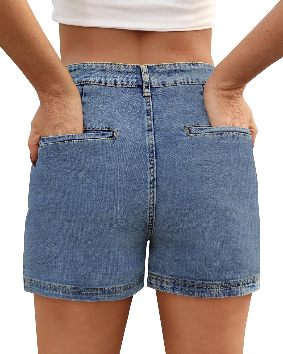 Denim Skorts for Women Skirt 2025 Stretchy High Waisted Womens Skirts Asymmetrical Hem Casual Mini Jean Skirt with Shorts - Image 2