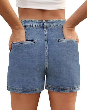 Denim Skorts for Women Skirt Stretchy High Waisted Womens Skirts Asymmetrical Hem Mini Jean Skirt with Shorts