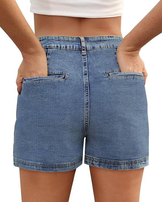Denim Skorts for Women Skirt Stretchy High Waisted Womens Skirts Asymmetrical Hem Mini Jean Skirt with Shorts