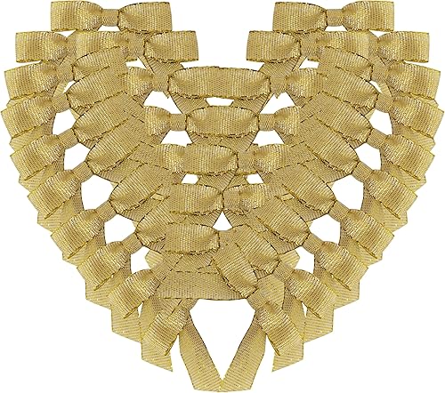 Paquete de 50 mini lazos metálicos de cinta dorada de 1-12 pulgadas sin lazos giratorios para manualidades, decoración de embalaje de dulces,