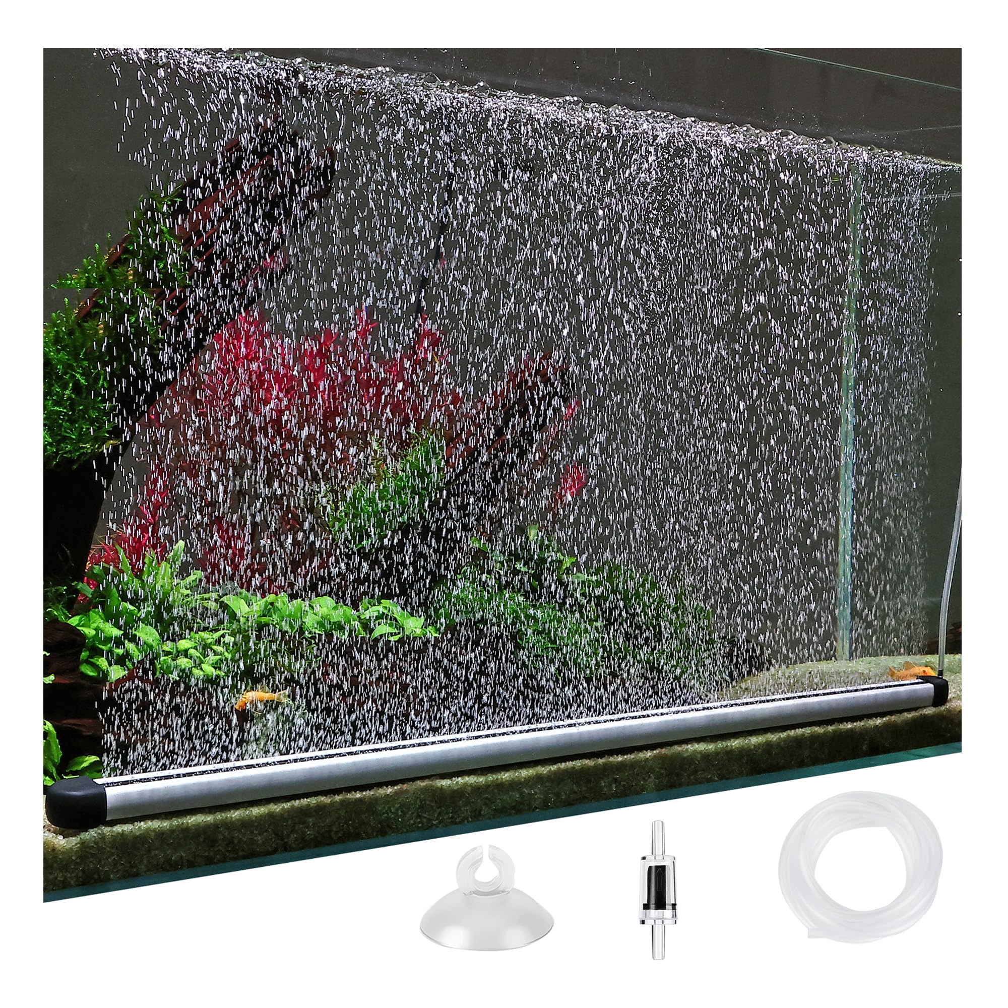 hygger Bande de bulles d'air pour aquarium avec accessoires de tube à air, 70 cm, pierres à air silencieuses, diffuseur d'oxygène, décorations à haute dissolution pour eau douce et eau salée
